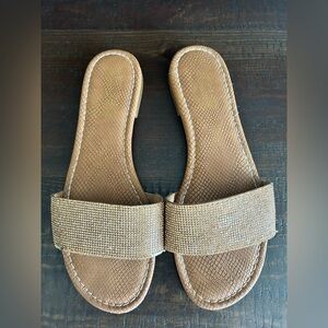 Sam Edelman Circus Gold Rhinestone Slides Flats Sandals Womens size 9.5​